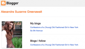 my old blogger profile as an old fashioned girl